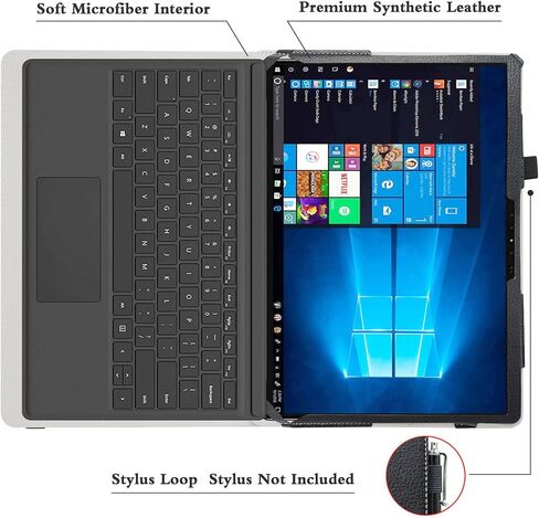 Bige for Dell Latitude 7200 Case,PU Leather Folio 2-Folding Stand Cover for Dell Latitude 7200 /Latitude 7210 12.3" 2-in-1 Tablet(Not fit Latitude 7200 Laptop),Black in Saudi Arabia