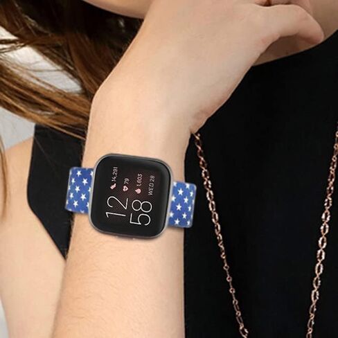 22mm Silicone Small Replacement Wristbands Compatible for Fitbit Versa 2/Versa/Fitbit Versa Lite and any traditional or smart watch that uses 22mm lug width -American Flag in Saudi Arabia