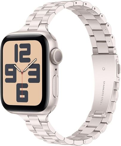 حزام رفيع من TRUMiRR لساعة Apple Series 9 8 7 41 مم / SE (الجيل الثاني) 40 مم ضوء النجوم، حزام بديل للنساء من الفولاذ المقاوم للصدأ لساعة iWatch SE 6 5 4 3 2 1 40 مم 38 مم in Kuwait