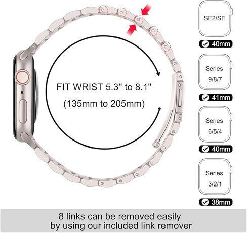 حزام رفيع من TRUMiRR لساعة Apple Series 9 8 7 41 مم / SE (الجيل الثاني) 40 مم ضوء النجوم، حزام بديل للنساء من الفولاذ المقاوم للصدأ لساعة iWatch SE 6 5 4 3 2 1 40 مم 38 مم in Kuwait