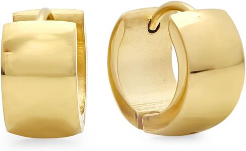 Ladies 18K Gold Plated Stainless Steel Huggies Earrings in Saudi Arabia