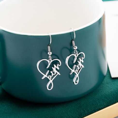 أقراط متدلية من الفضة الإيمان، سبائك الزنك، تصميم قلب الحب، نمط هوب، مجوهرات ملهمة للنساء in Kuwait