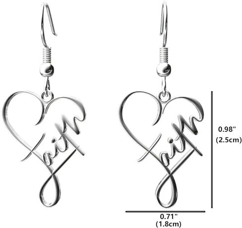 أقراط متدلية من الفضة الإيمان، سبائك الزنك، تصميم قلب الحب، نمط هوب، مجوهرات ملهمة للنساء in Kuwait