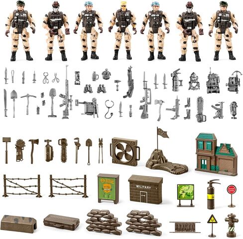 78-in-1 Army Men Boys Toys with Realistic Military Truck/Helicopter/Kayak Boat/Motorcycle/Army Men Action Figures and Weapon Gears, Army Toys Gift for Toddler Kids 4-7 8-12 Fun Birthday Party Favors in Saudi Arabia
