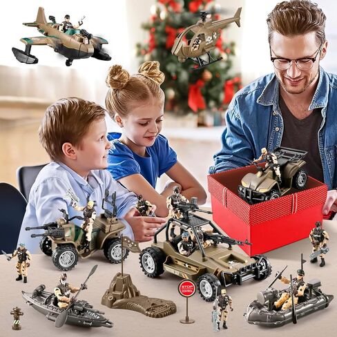 78-in-1 Army Men Boys Toys with Realistic Military Truck/Helicopter/Kayak Boat/Motorcycle/Army Men Action Figures and Weapon Gears, Army Toys Gift for Toddler Kids 4-7 8-12 Fun Birthday Party Favors in Saudi Arabia