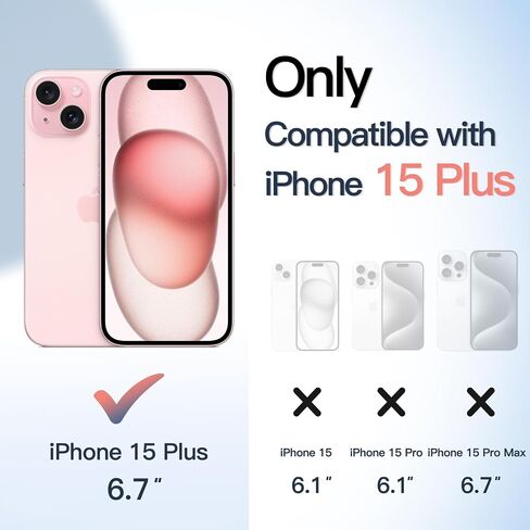 JETech Case for iPhone 15 Plus 6.7-Inch, Shockproof Phone Bumper Cover, Solid Color Matte TPU Frame, Anti-Scratch Clear Back (Pink) in Saudi Arabia