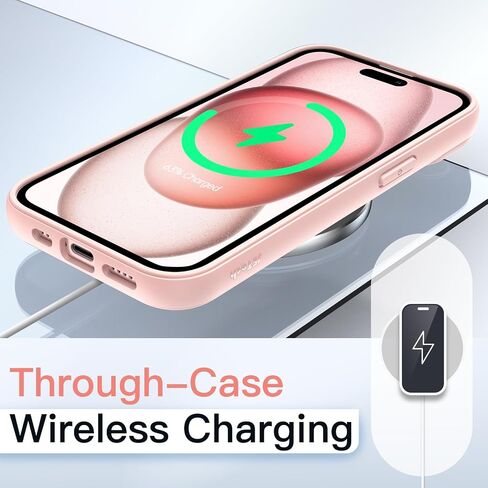 JETech Case for iPhone 15 Plus 6.7-Inch, Shockproof Phone Bumper Cover, Solid Color Matte TPU Frame, Anti-Scratch Clear Back (Pink) in Saudi Arabia