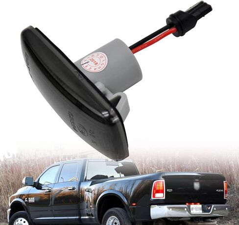 استبدال مصابيح علامة جانبية NSLUMO لـ 2010-2018 Do'dge Ram 3500 w/عجلات خلفية مزدوجة لاقط أضواء علامة الحاجز الأحمر العنبر عدسة مدخنة تحل محل مصابيح العلامات الجانبية OEM in Saudi Arabia