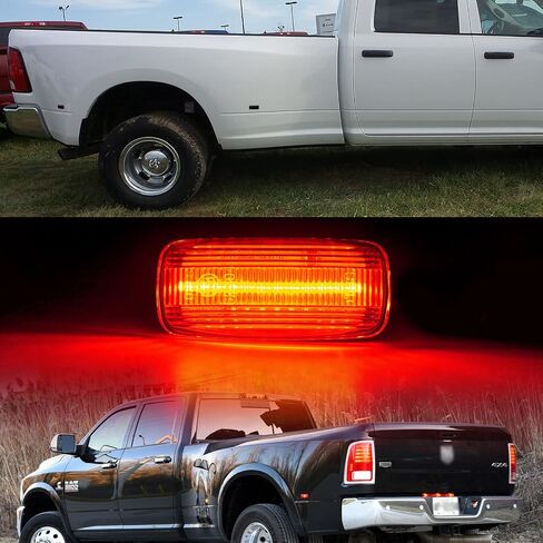 استبدال مصابيح علامة جانبية NSLUMO لـ 2010-2018 Do'dge Ram 3500 w/عجلات خلفية مزدوجة لاقط أضواء علامة الحاجز الأحمر العنبر عدسة مدخنة تحل محل مصابيح العلامات الجانبية OEM in Saudi Arabia
