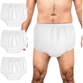 3 Pcs Cloth Diaper Covers for Adult Incontinence Underwear Cover Noiseless Leak-Protection Rubber Pant Washable Reusable Plastic Diaper Cover for Disabled Elderly Postpartum(Beige,XXL)