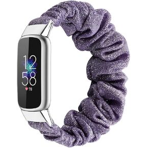 حزام متوافق مع حزام Fitbit Luxe، أساور معصم مطاطية ناعمة للنساء من Scrunchies بديلة لـ Luxe (صغير، أرجواني ذهبي 1) in Kuwait