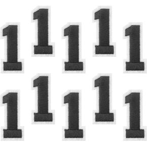MECCANIXITY 10Pcs Number Patches Embroidered Decorative Repair Patches Iron on Patches Sew On Embroidered Applique Patches 1 Black 2" Height for Clothes, Shoes, Hats, Backpacks, DIY