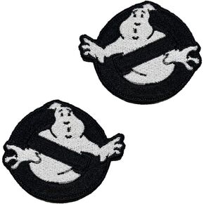 2 Packs Compatible with Movie Ghostbusters Embroidered Hook and Loop Patch Funny Anti-Ghost Non-Ghost Combat Applique Patch for Clothes Costume Uniform Cosplay Vest Halloween-Black