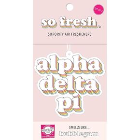 Sorority Shop ADP Retro Air Freshener - Alpha Delta Pi Bubblegum Scented Air Freshener – Sorority Retro Design Air Freshener for Car or Dorm– Sorority Gift, Charm Paraphernalia
