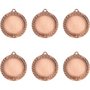 FINGERINSPIRE 6pcs Blank Award Medals 1.71inch Flat Round Bronze Medal Group Red Copper Medals Award Gift Make Your Own Medals Alloy Medals Pendant Cabochons Settings for Competitions Sports Meeting