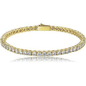 TOPGRILLZ Tennis Bracelet for Women 1 Row 3-6 mm 14K Gold Plated Iced Out Cubic Zirconia Gold Classic Tennis Bracelet for Men Minimalistic Jewelry