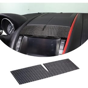 Real Carbon Fiber Car Center Console Panel Trim Cover Compatible with Jaguar F-TYPE 2013-2022, Center Console Dashboard Trim Cover Sticker Accessories (Style A - Black)