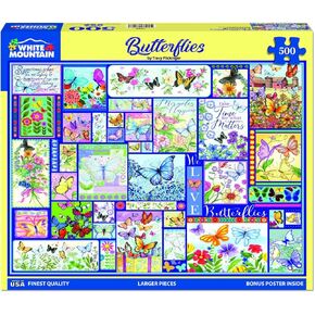 White Mountain Puzzles - Butterflies - 500 Piece Jigsaw Puzzle for Adults & Kids - Fun Family Activity - 24"x30"