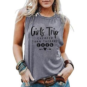 Girls Trip Cheaper Than Therapy 2024 Tank Women Funny Letter Print