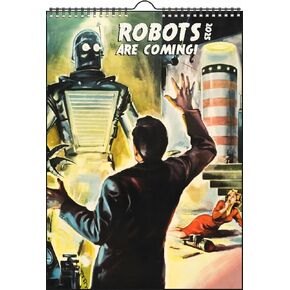 2025 Wall Calendar [12 pages 8"x12"] Sci Fi Robots Space Vintage Trash Movie Posters
