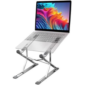 Adjustable Laptop Stand for Desk Portable Notebook Stand Aluminum Computer Stand for Desk Compatible with Lenovo，MacBook Air Pro, Dell XPS, HP，All 10-17.3‘’ Laptops-Sliver