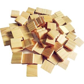 Abbaoww 100 Pcs Wood Blank Letter Tiles Unfinished Blank Wood Squares for Craft, Decoration, Altered Art and Laser Engraving Carving