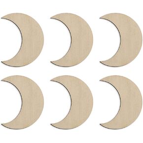 60 Pcs Moon Wood Cutouts Crafts Wooden Moon Shaped Slices Embellishments Unfinished Wood Ornaments for DIY Projects Home Decoration (1.58x2 in)