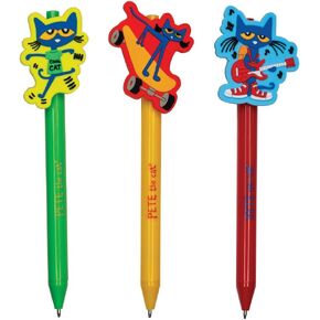 Raymond Geddes Pete the Cat Character Pen (Pack of 12),Black,Green,Yellow