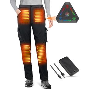 FERNIDA Women Heated Pants with Battery Pack Electric 8 Zones Heating Pants Outdoor Hiking Heated Snow Pants Fleece SoftShell