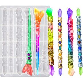 Zayookey Divination Resin Molds Astrology Magic Wand Silicone Mold Epoxy Resin Casting Mould Crystal Gemstone Hairpin Mold for Costume Cosplay Witch and Wizard Wands Resin Supplies DIY