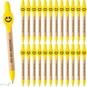 50 Pcs Employee Appreciation Gifts Pens Inspirational Black Ink Pens Smile Face Motivational Quotes Ballpoint Pens You Are Awesome Gift Pen for Coworker Employee Teachers Kids Staff