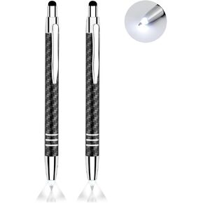 Retractable Ballpoint Pens, 3-in-1 Lighted Tip Ballpoint Pen with Capacitive Stylus, Light Up Lighted Tip Pen for Writing in The Dark, 2 Pieces