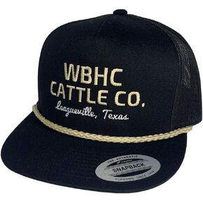 WHISKEY BENT HAT CO. Cattleman Rope Hat WBHC Cattle Co. Leagueville Texas قبعة سناباك قابلة للتعديل