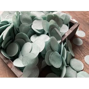 Stone Green Sage Gray Round Circle Biodegradable Confetti Mix Eco Friendly (75g/2.5oz/1 Litre)