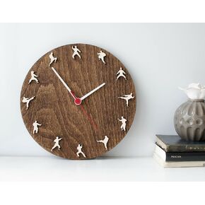Karate Taekwondo 10" diameter, Wood Wall clock Martial arts decor