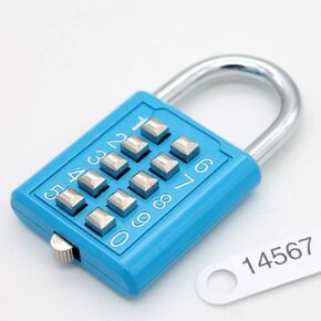 MIONI 10-Position Button Combination Padlock, 5-Position Locking Mechanism, Blue (No Changeable Combination)