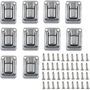 dophee 10Pcs Silver Box Latch Hasp, Mini Decorative Hasps Buckles with Screws for Wooden Case Jewelry Box Wine Gift Box Chest Suitcase Trinket, 1.06"x1.57"