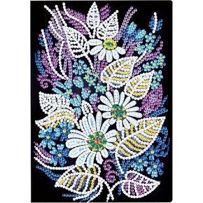 DIY 5D Notebook with Diamond Art Painting Art White Little Flower and Plant Cover Crystal Cross Stitch Special Shaped Diamond Kits Writing Sketchbook Journal Dairy Book 8.27x5.71inch