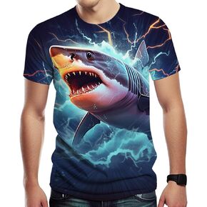 Men's Shark Graphic T-Shirt Personality Fashion Short Sleeve Shirts