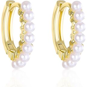Pearl Hoop Earrings Stud Gold Circle Round Studs Ears Mini Huggie Earrings Trendy Small Earrings Jewelry for Women