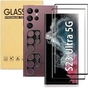 [2+2 Pack] for Samsung Galaxy S23 Ultra 5G Screen Protector Tempered Glass Camera Lens Protector,Touch Sensitive,Fingerprint Support,9H Hardenss in Kuwait