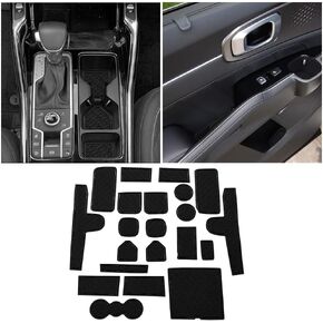 Center Console Liner Mats for Kia Sorento 2021-2023 Accessories Door Slot Mat for Kia Sorento 2023 Cup Holder Insert, Door Pocket Liners 21-PCS/Set (Black)