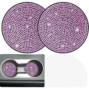 2 عبوة من قواعد أكواب السيارة لحاملات أكواب السيارات، حصيرة كأس مشروبات السيارة الكريستالية مثالية للنساء والفتيات (كريستال وردي) in Kuwait