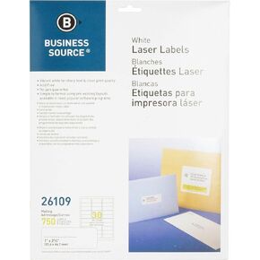 Business Source 26109 Mailing Labels, Laser, 1-Inch x2-5/8-Inch , 750/PK, White