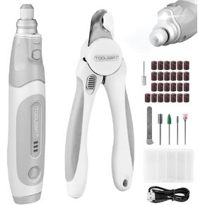 Dog Nail Grinder and Clippers - Upgraded 3-Speed Electric Rechargeable Pet Nail Trimmer with LED Light Super Quiet Paws Grooming Kit Painless Grinding Tool for Large Medium Small Dogs & Cats