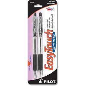 Pilot EasyTouch Retractable Ball Point Pens, Fine Point, Black Ink, 2-Pack (32250)