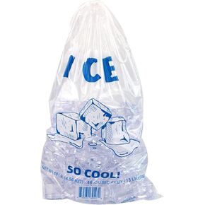 100 Ice Bags, 8 LB Hold Capacity (11"x19"), Clear With Drawstrings, BPA-Free, Puncture Resistant, Heavy Duty