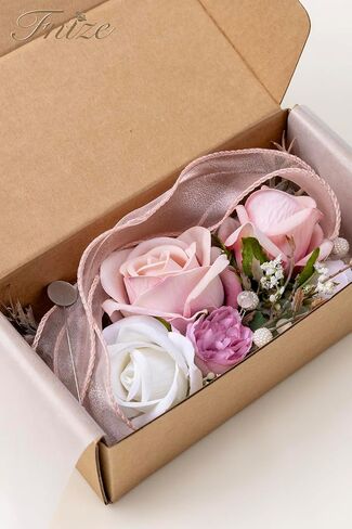 Fnize Blue Corsage and Boutonniere Set for Bride Groom Bridesmaids Groomsmen Wedding Homecoming Flowers Prom Suit Accessories, Rose Boutonniere and Wrist Corsage Flower in Saudi Arabia