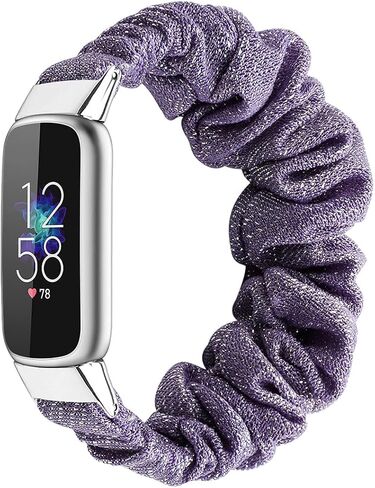 حزام متوافق مع حزام Fitbit Luxe، أساور معصم مطاطية ناعمة للنساء من Scrunchies بديلة لـ Luxe (صغير، أرجواني ذهبي 1) in Kuwait