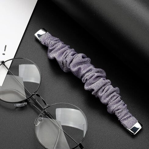 حزام متوافق مع حزام Fitbit Luxe، أساور معصم مطاطية ناعمة للنساء من Scrunchies بديلة لـ Luxe (صغير، أرجواني ذهبي 1) in Kuwait